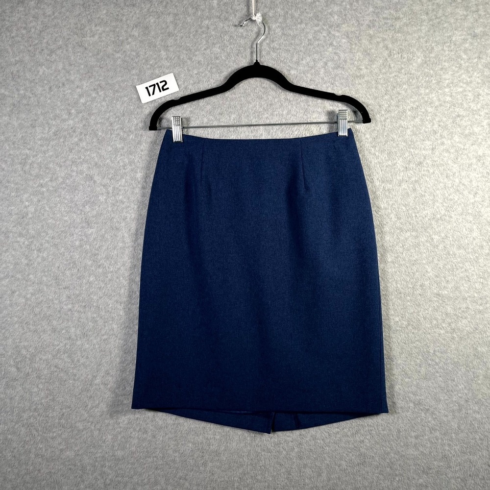 Vintage USA Made Requirements Pencil Skirt Womens 6 Blue Back Zip Knee Length